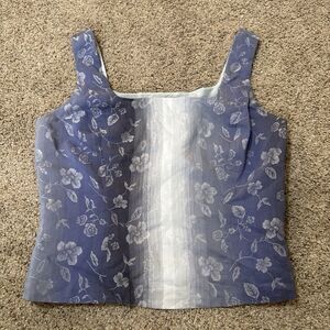 Doncaster Sleeveless Tank Blouse Blue Silk Cotton Floral‎ Womens Size 8 Corset